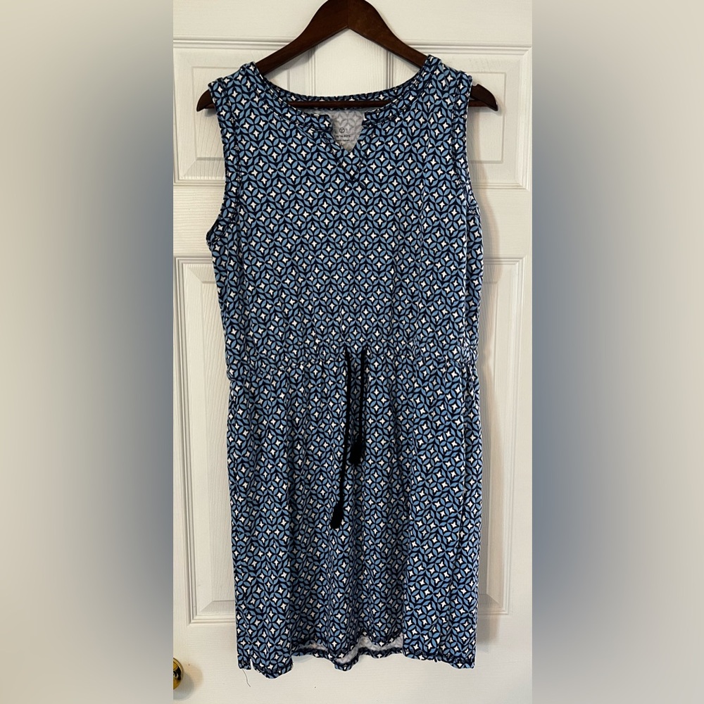 Talbots Navy and White Geometric Jumpsuit
